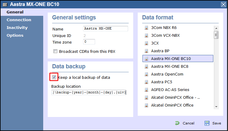 TIM Enterprise PBX General Properties