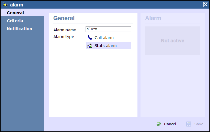 stat alarm properties