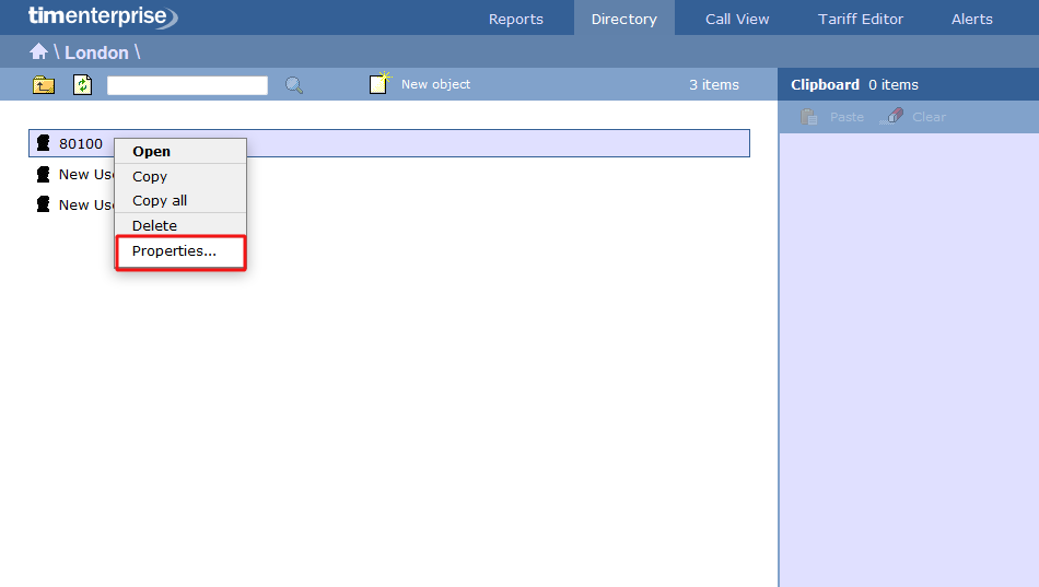 blacklisted user properties selection