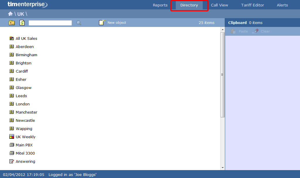 Accessing the directory