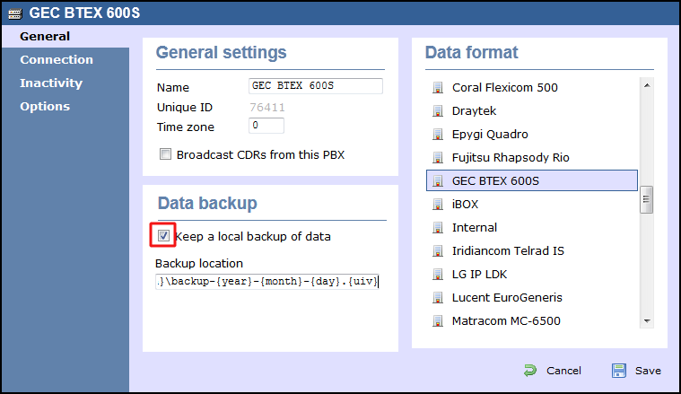 TIM Enterprise PBX General Properties