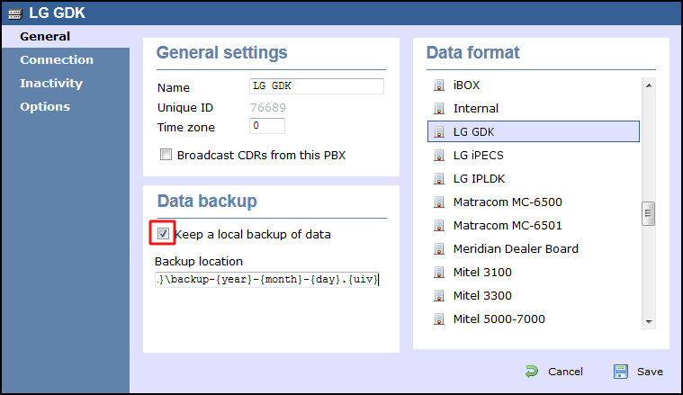 TIM Enterprise PBX General Properties