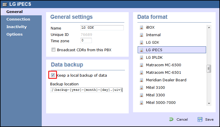 TIM Enterprise PBX General Properties