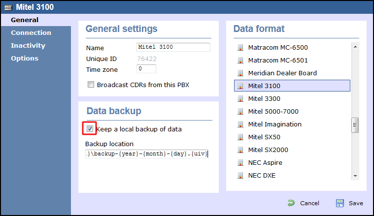 TIM Enterprise PBX General Properties