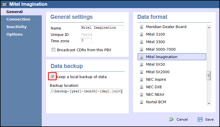 TIM Enterprise PBX General Properties