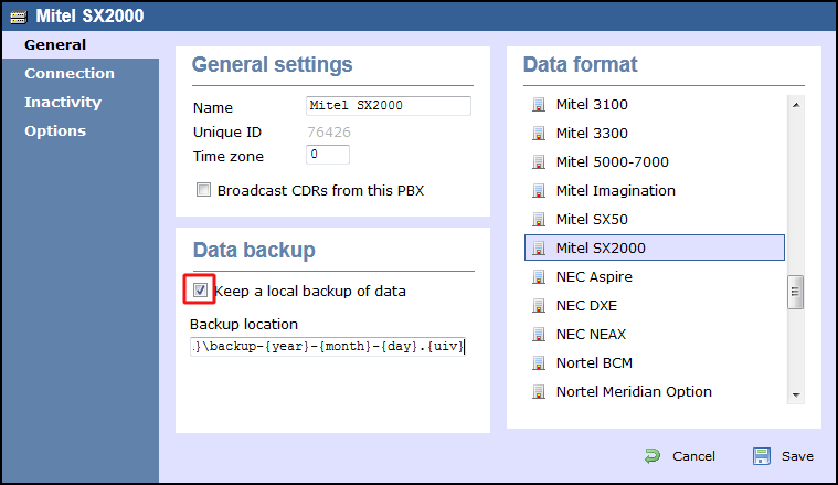 TIM Enterprise PBX General Properties