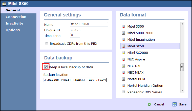 TIM Enterprise PBX General Properties
