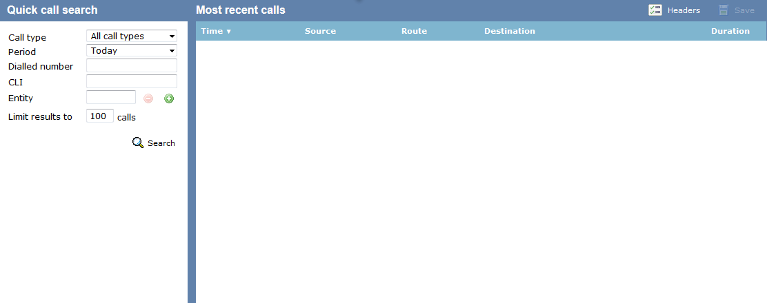 Quick call search - overview