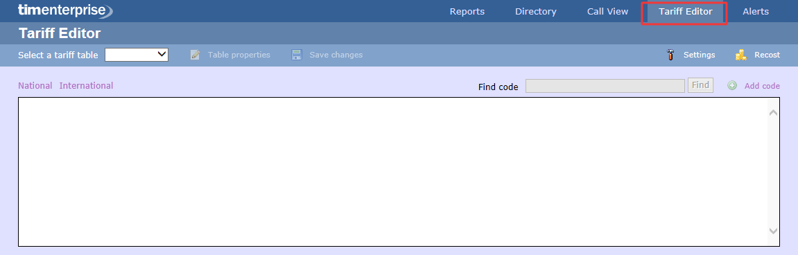 accessing the tariff table