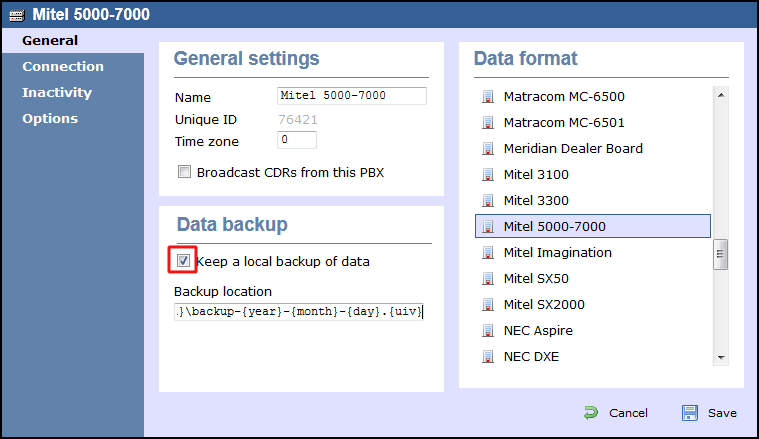 TIM Enterprise PBX General Properties